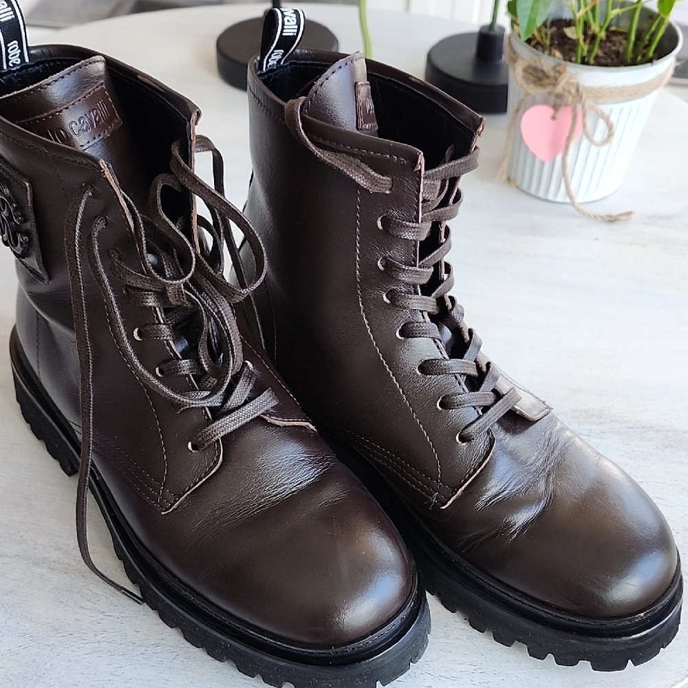 Roberto Cavalli Dark Brown Leather Boots - Picture 6 of 6